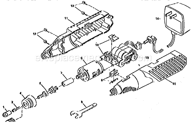 Cordless Rotary Tool Diagram and Parts List for 57261007  Craftsman Multi-Tool