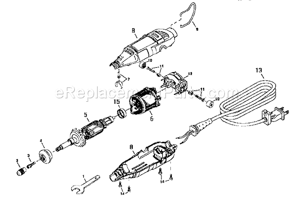 Single Speed Rotary Tool Diagram and Parts List for 572610530  Craftsman Multi-Tool