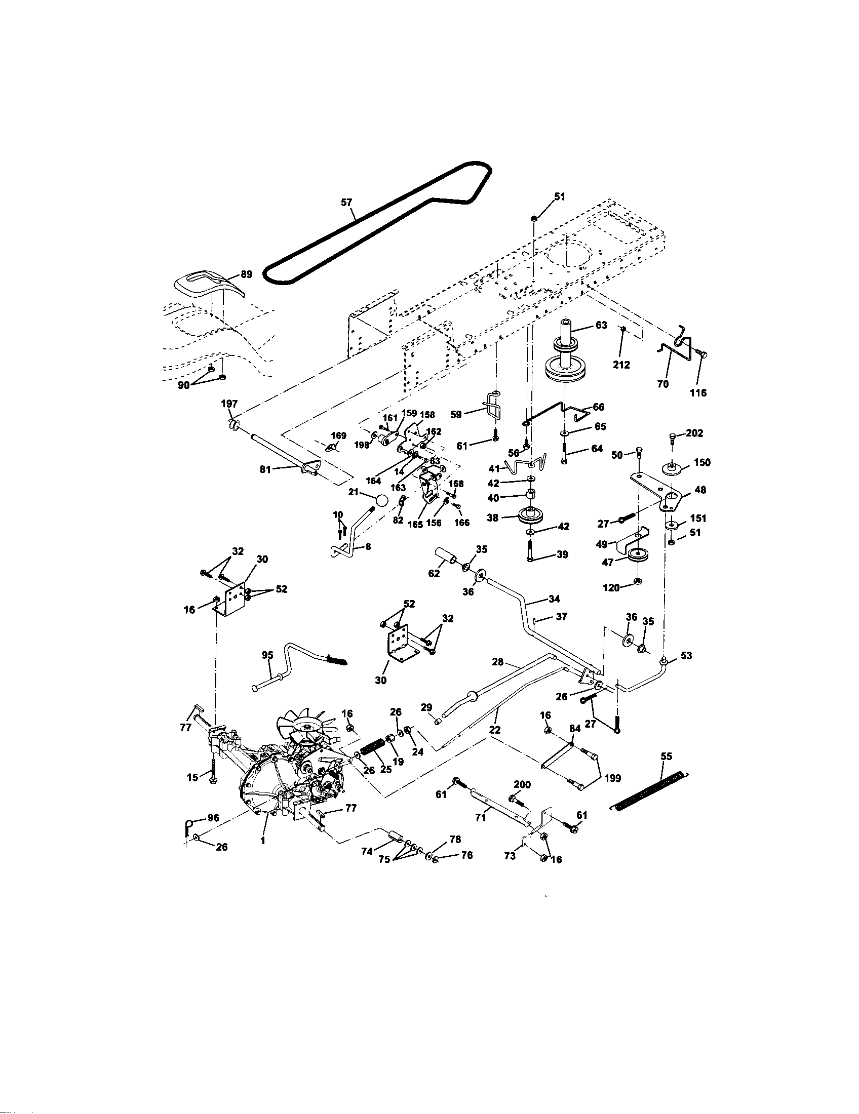 Ground Drive Diagram and Parts List for 917271742  Craftsman Lawn Tractor