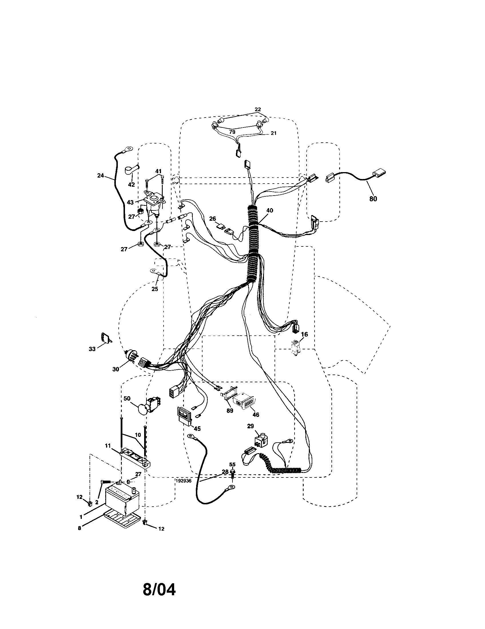 Electrical Diagram and Parts List for 9172736405  Craftsman Lawn Tractor