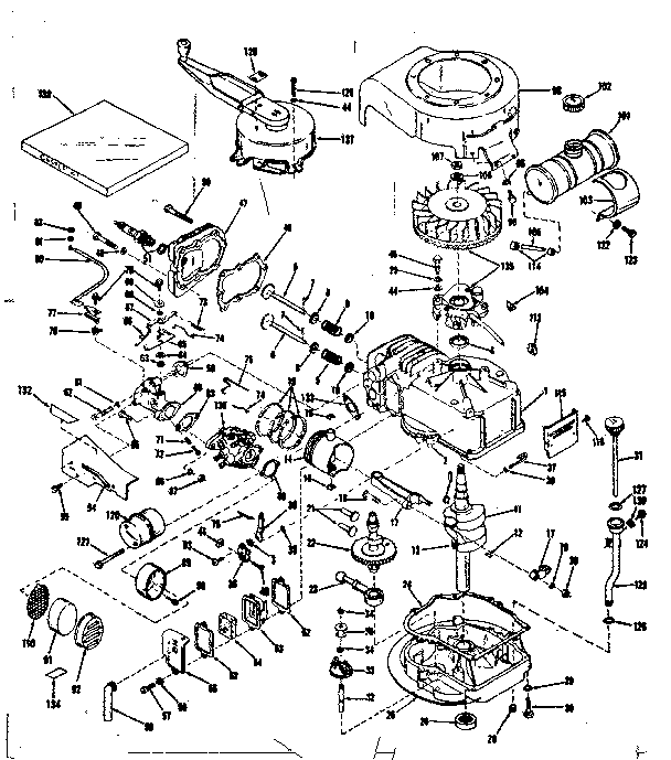 Basic Engine Diagram and Parts List for 143102140  Craftsman Engine