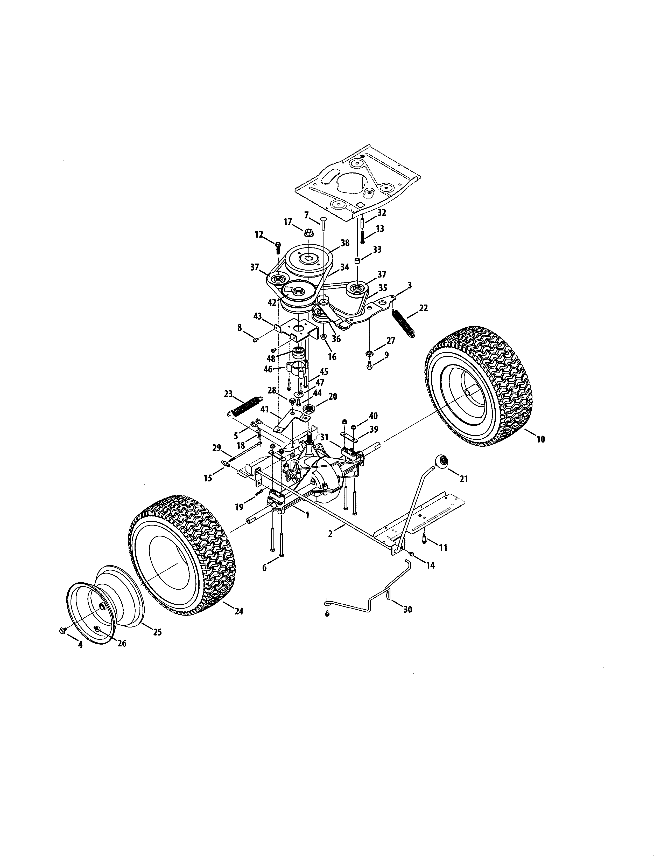Transmission/tires Diagram and Parts List for 247290002  Craftsman Engine