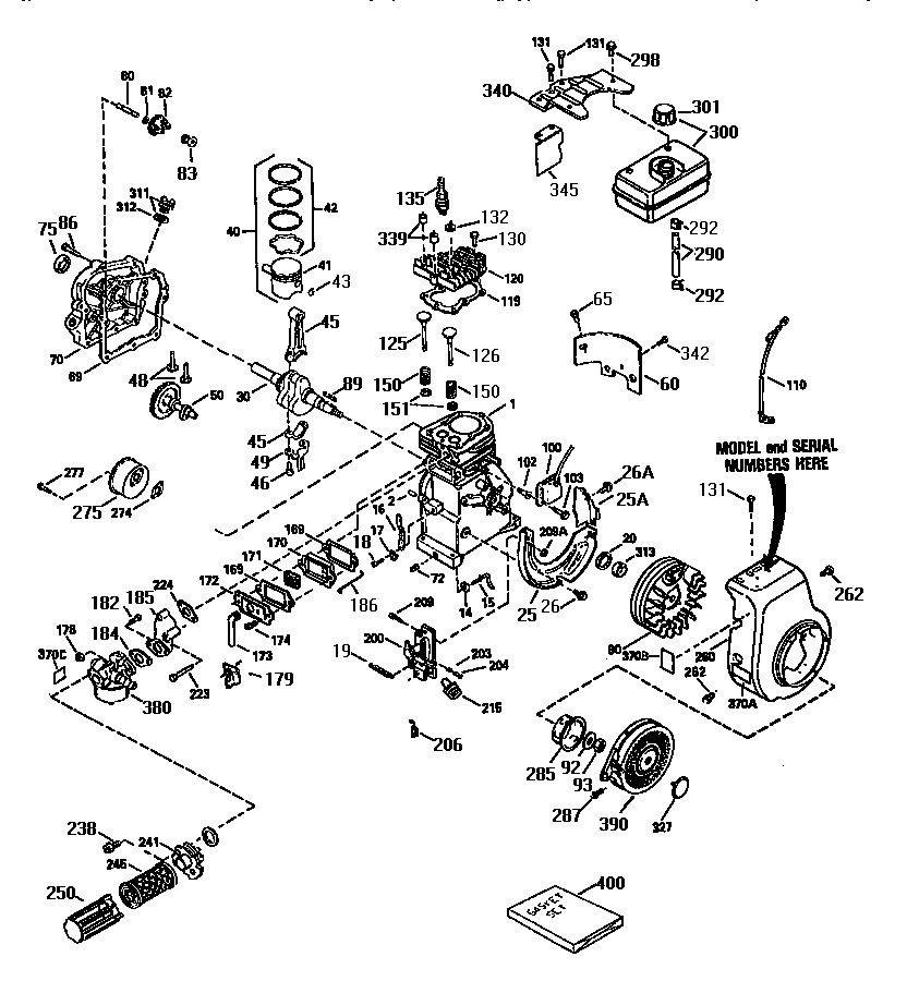 Replacement Parts Diagram and Parts List for 143953513  Craftsman Engine