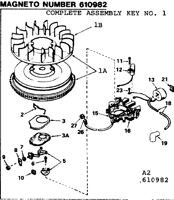 Magneto Diagram and Parts List for 143706152  Craftsman Engine