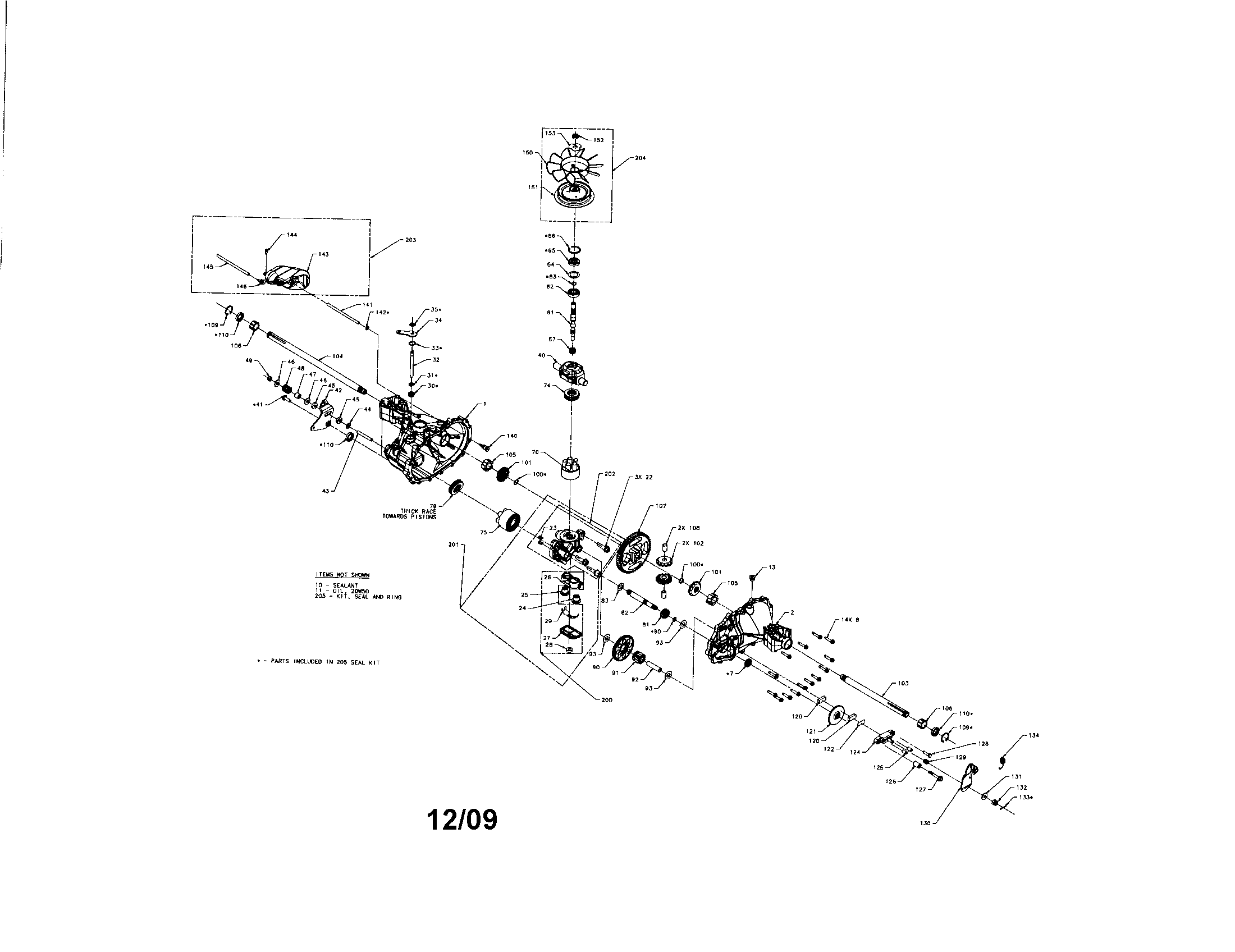 Transaxle Diagram and Parts List for 917280330  Craftsman Lawn Tractor