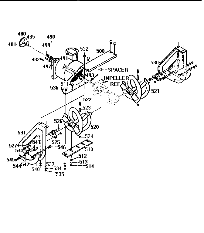 Auger Housing Diagram and Parts List for 84728  Craftsman Snow Blower