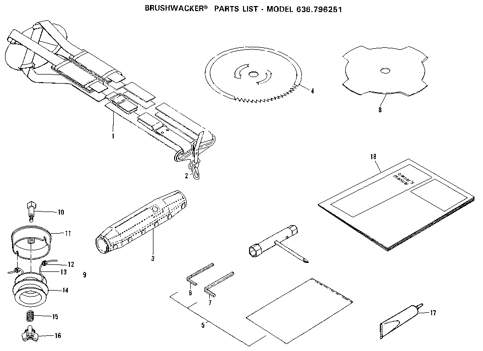 Optional Accessories Diagram and Parts List for 636796251  Craftsman Trimmer