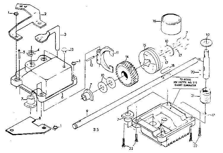 Gear Case Assembly Part Number 86625 Diagram and Parts List for 917374630  Craftsman Lawn Mower