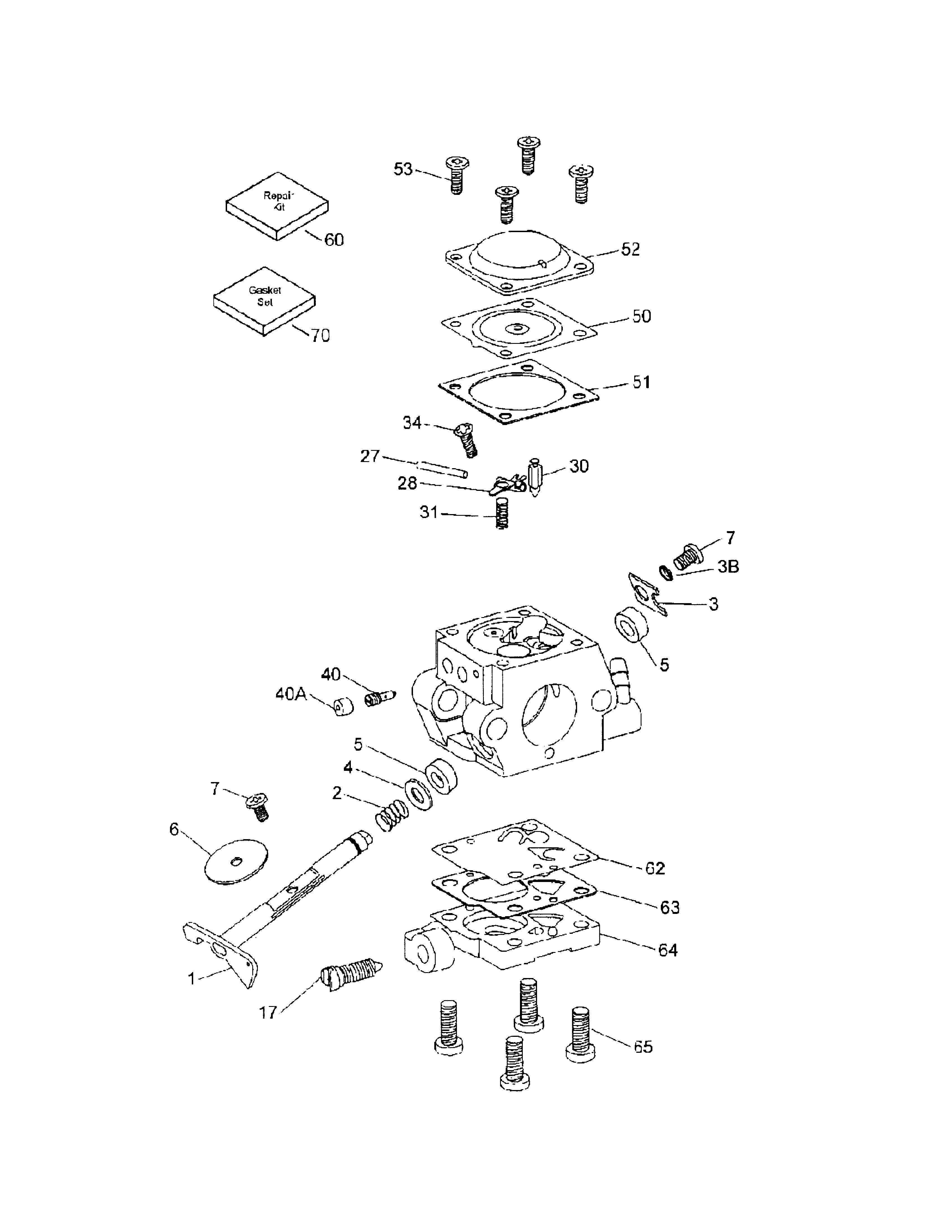 Carburetor Diagram and Parts List for 143002072  Craftsman Engine