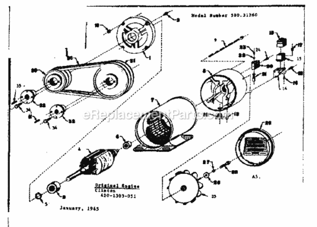 Page A Diagram and Parts List for 58031260  Craftsman Generator