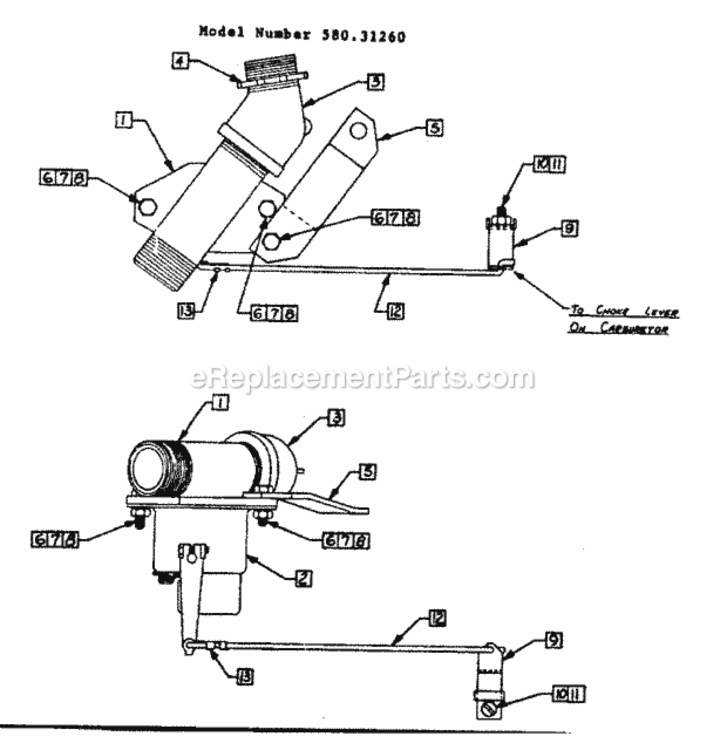 Page D Diagram and Parts List for 58031260  Craftsman Generator
