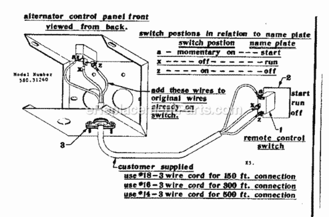 Page E Diagram and Parts List for 58031260  Craftsman Generator