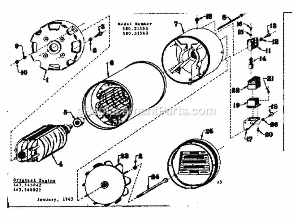 Page A Diagram and Parts List for 58031553  Craftsman Generator