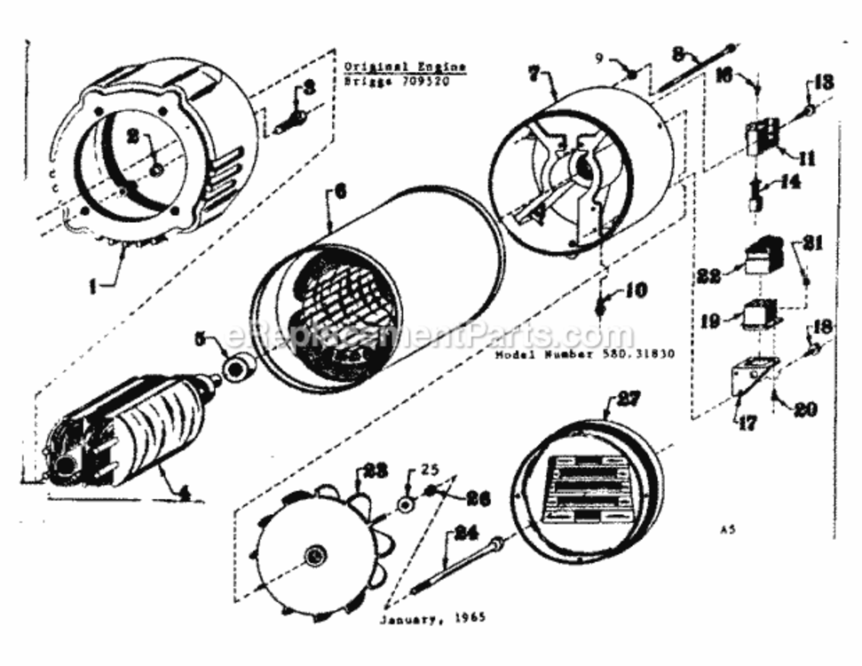 Page A Diagram and Parts List for 58031830  Craftsman Generator
