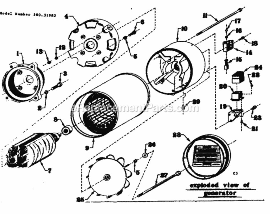 Page C Diagram and Parts List for 58031982  Craftsman Generator