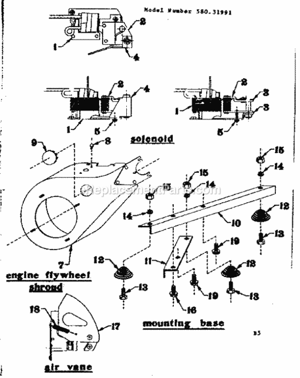 Page B Diagram and Parts List for 58031991  Craftsman Generator
