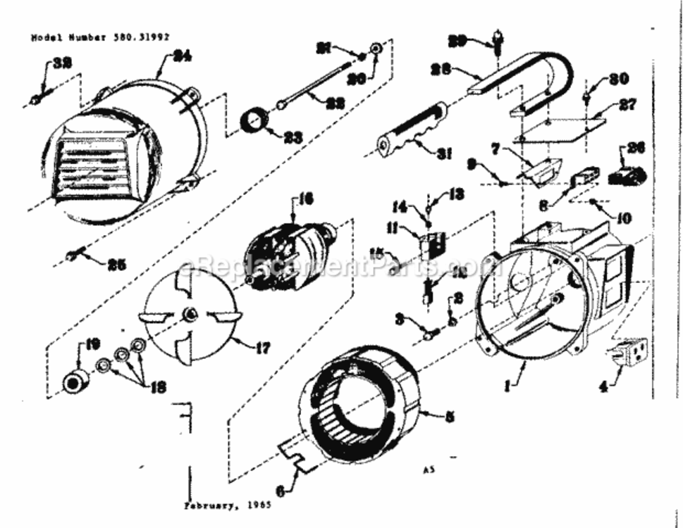 Page A Diagram and Parts List for 58031992  Craftsman Generator