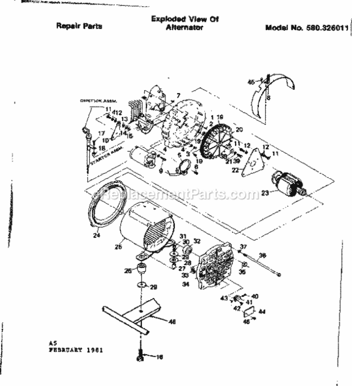 Page A Diagram and Parts List for 580326011  Craftsman Generator