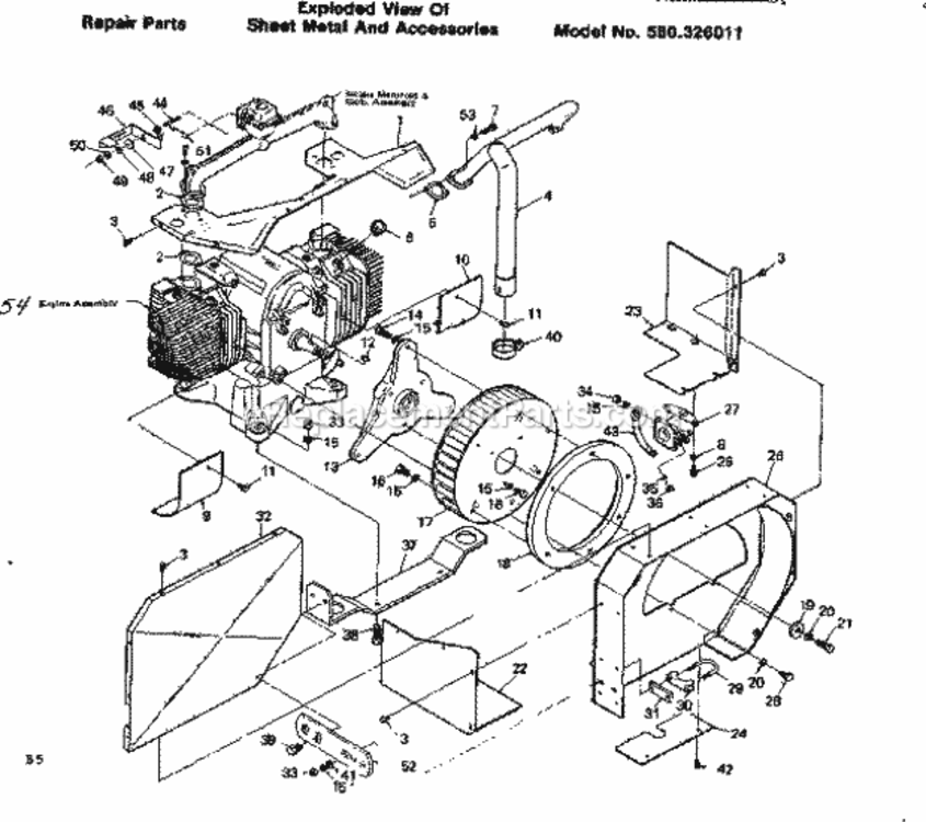 Page B Diagram and Parts List for 580326011  Craftsman Generator
