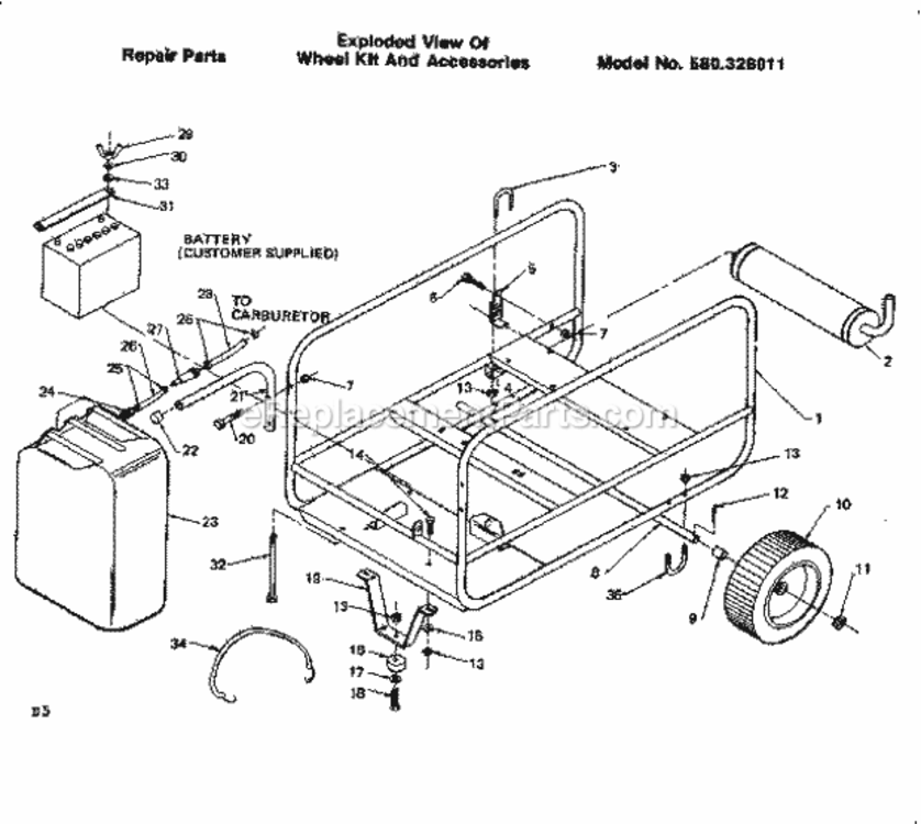 Page D Diagram and Parts List for 580326011  Craftsman Generator