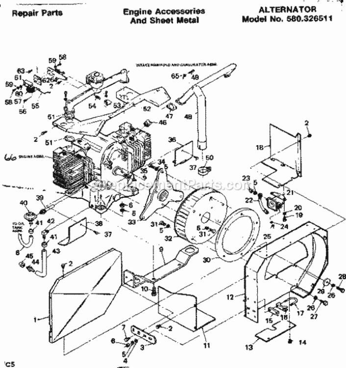 Page C Diagram and Parts List for 580326511  Craftsman Generator