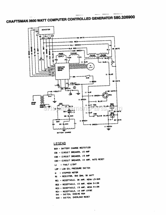 Page D Diagram and Parts List for 580326900  Craftsman Generator