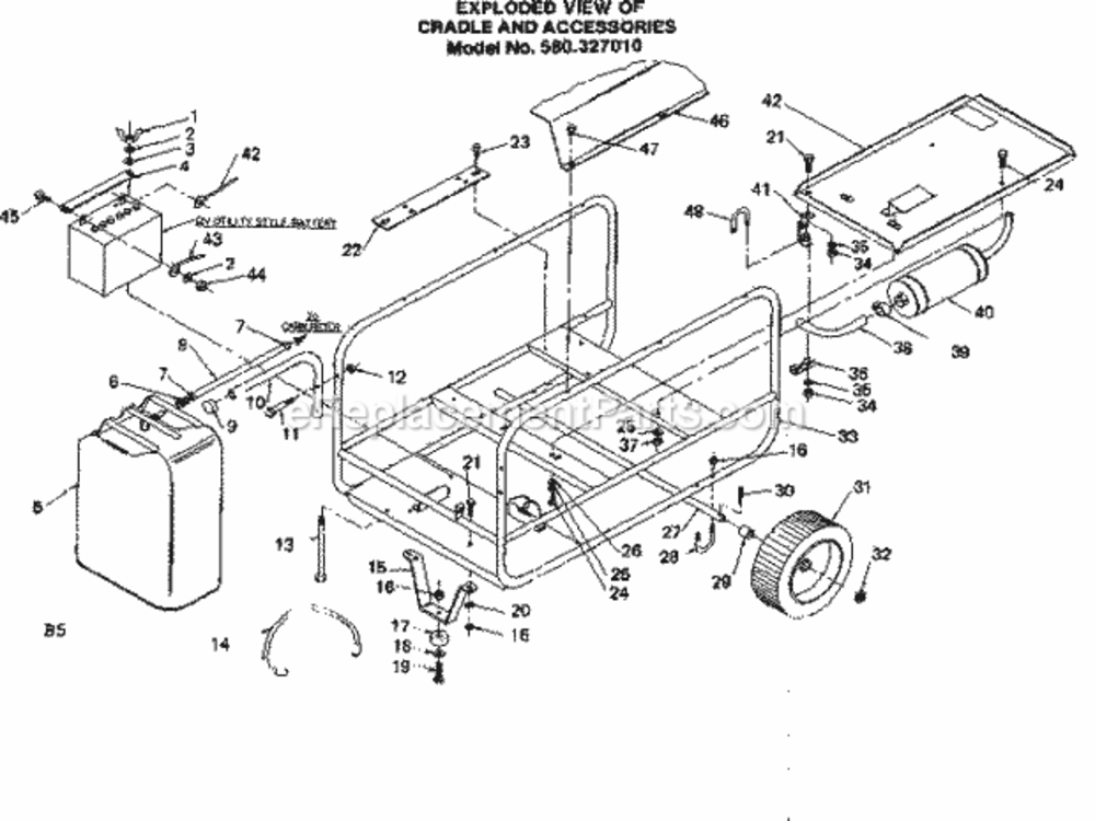 Page B Diagram and Parts List for 580327010  Craftsman Generator