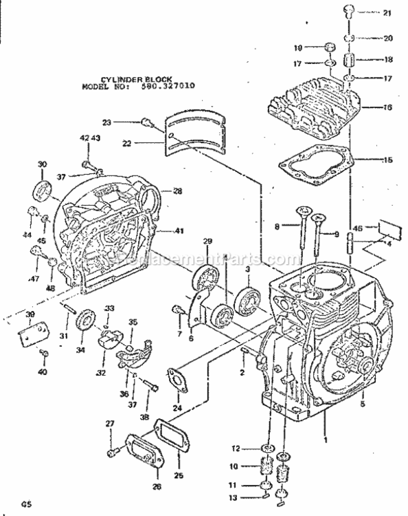 Page G Diagram and Parts List for 580327010  Craftsman Generator
