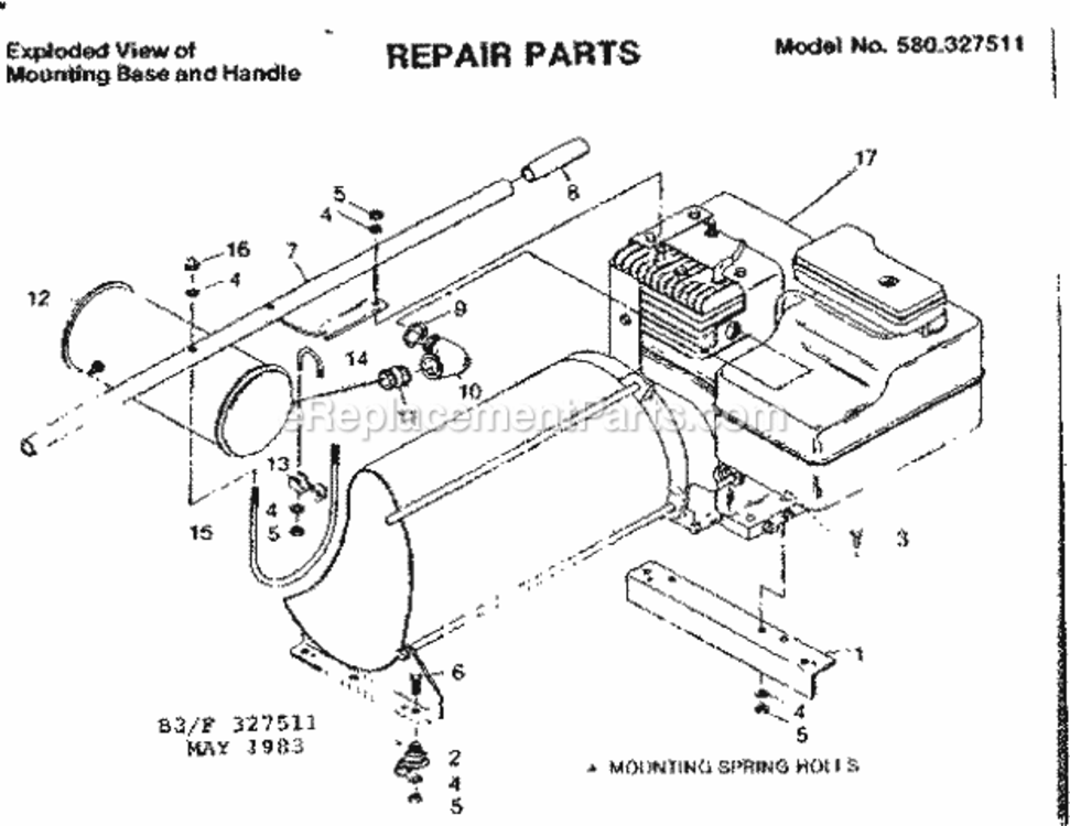 Page B Diagram and Parts List for 580327511  Craftsman Generator