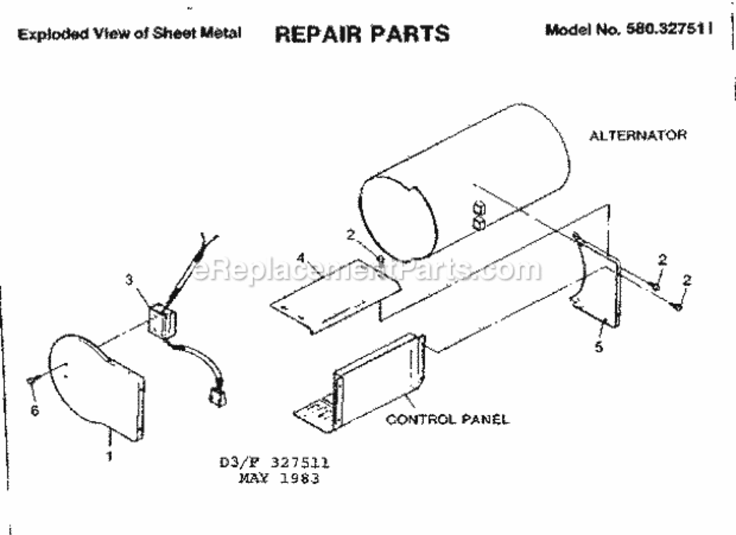 Page D Diagram and Parts List for 580327511  Craftsman Generator