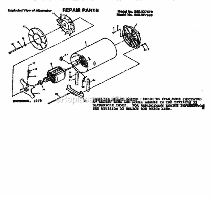Page A Diagram and Parts List for 580327520  Craftsman Generator