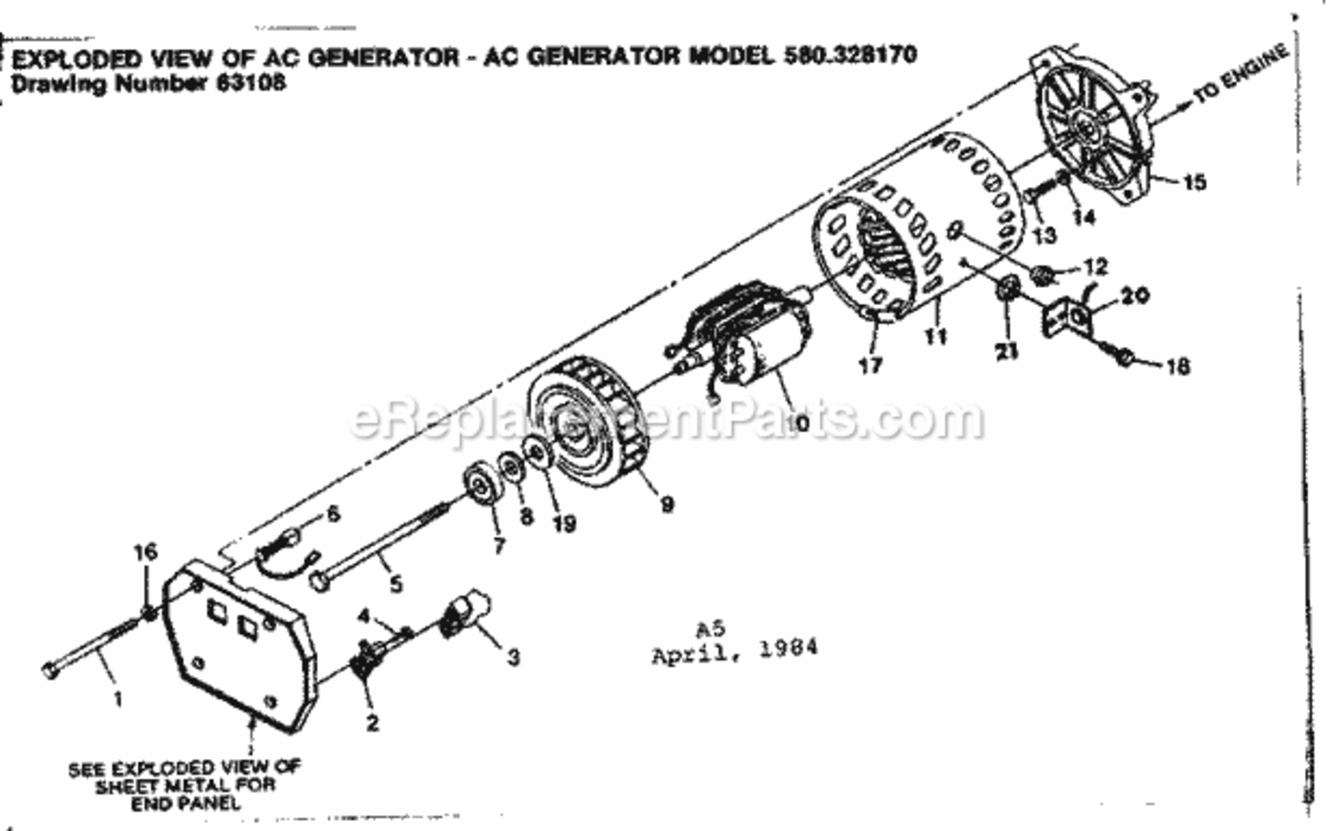 Page A Diagram and Parts List for 580328170  Craftsman Generator