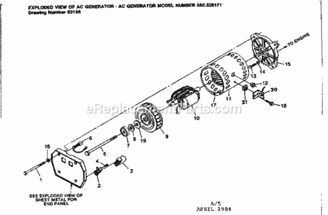 Page A Diagram and Parts List for 580328171  Craftsman Generator