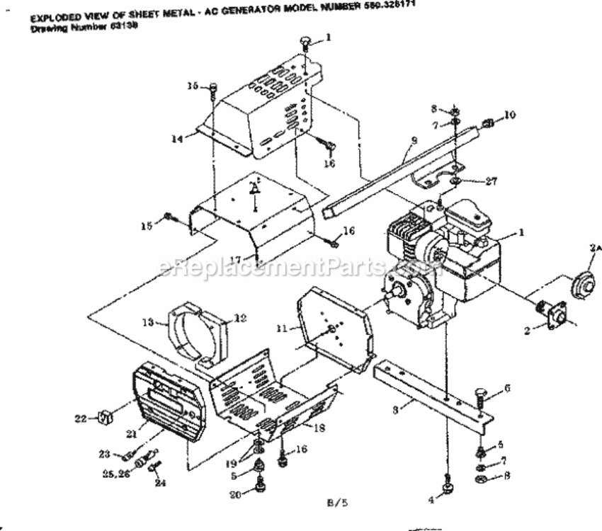 Page B Diagram and Parts List for 580328171  Craftsman Generator