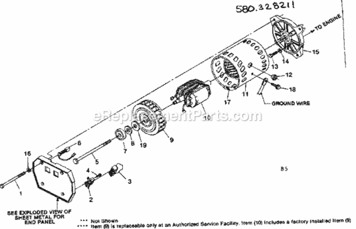 Page B Diagram and Parts List for 580328211  Craftsman Generator