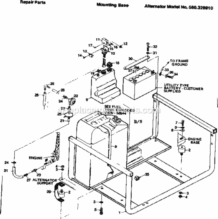 Page B Diagram and Parts List for 580328910  Craftsman Generator