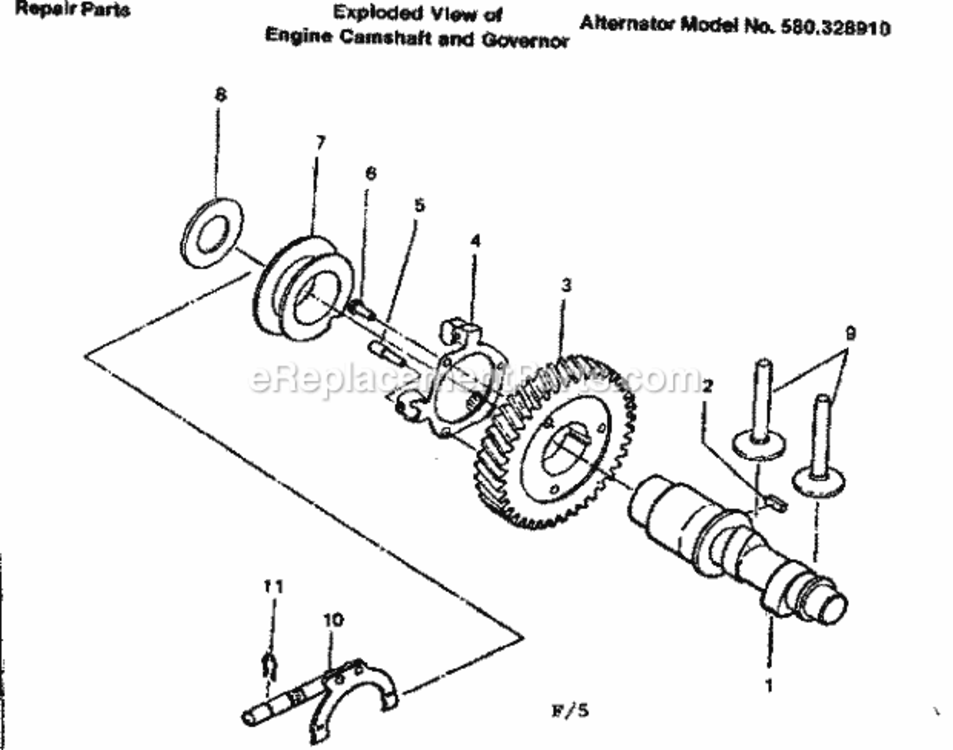 Page F Diagram and Parts List for 580328910  Craftsman Generator