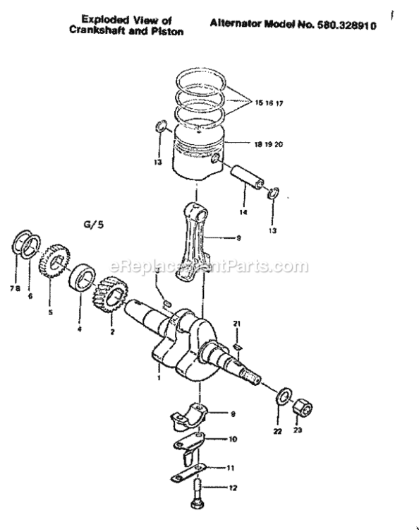 Page G Diagram and Parts List for 580328910  Craftsman Generator