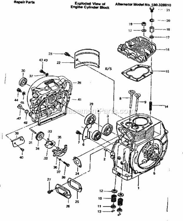 Page H Diagram and Parts List for 580328910  Craftsman Generator