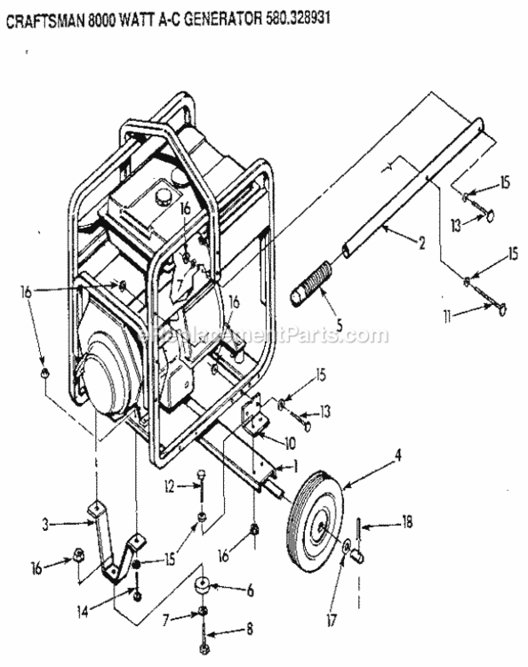 Page D Diagram and Parts List for 580328931  Craftsman Generator