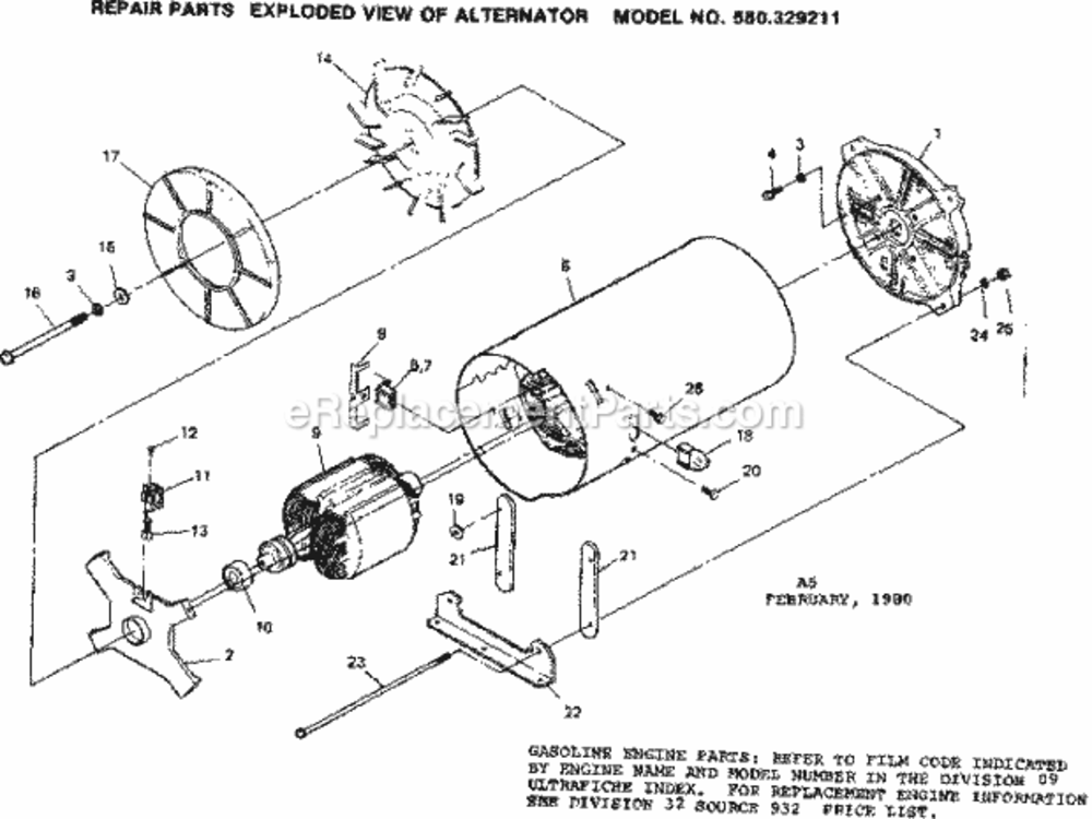 Page A Diagram and Parts List for 580329211  Craftsman Generator