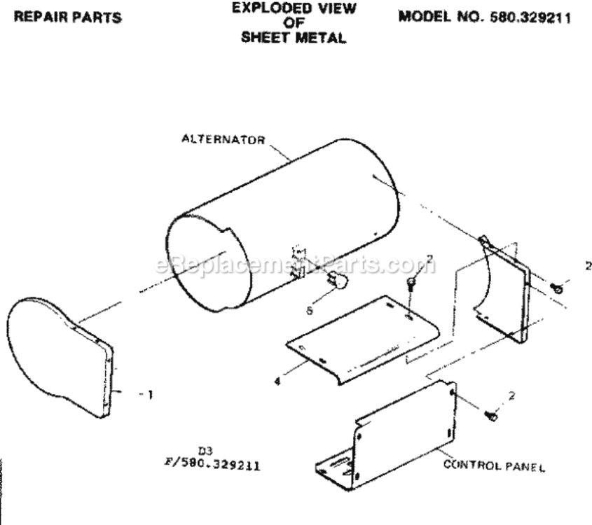 Page D Diagram and Parts List for 580329211  Craftsman Generator