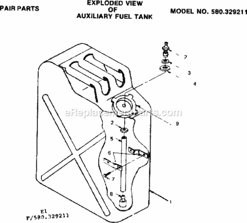 Page E Diagram and Parts List for 580329211  Craftsman Generator