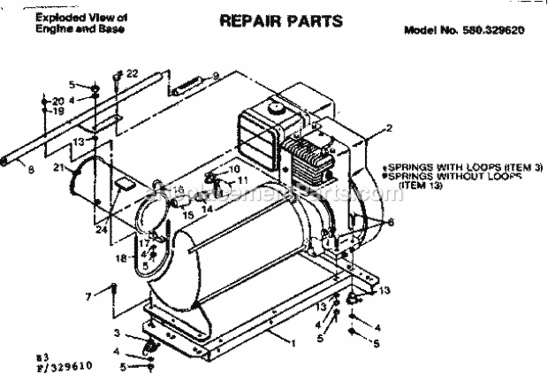 Page B Diagram and Parts List for 580329620  Craftsman Generator