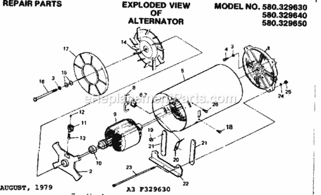 Page A Diagram and Parts List for 580329640  Craftsman Generator