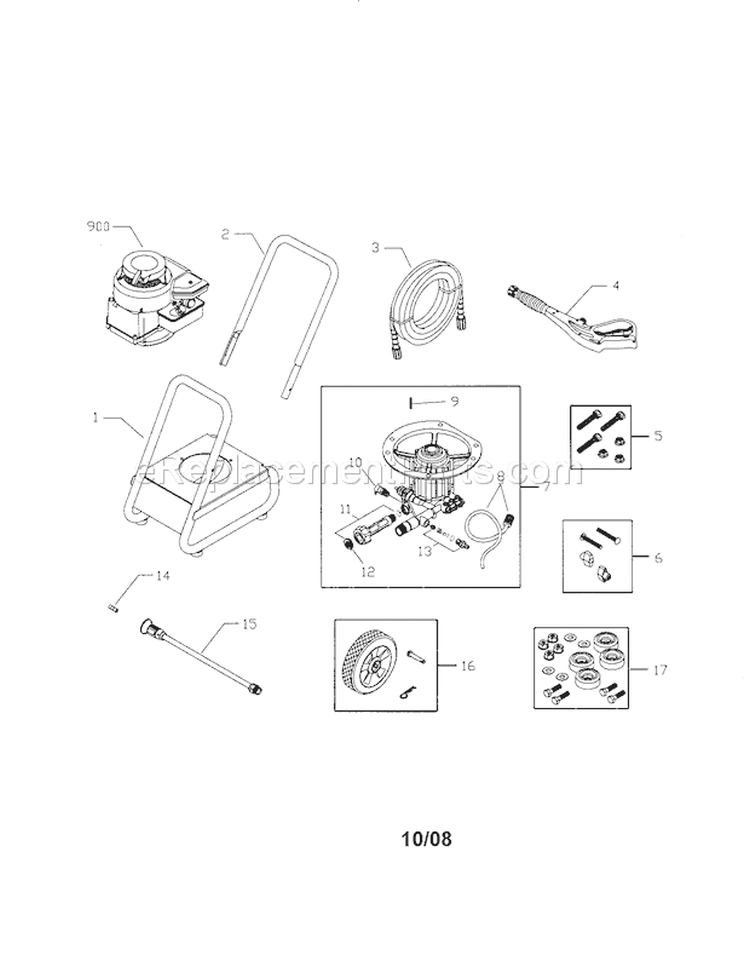 Pressure Washer Diagram and Parts List for 580676621  Craftsman Pressure Washer