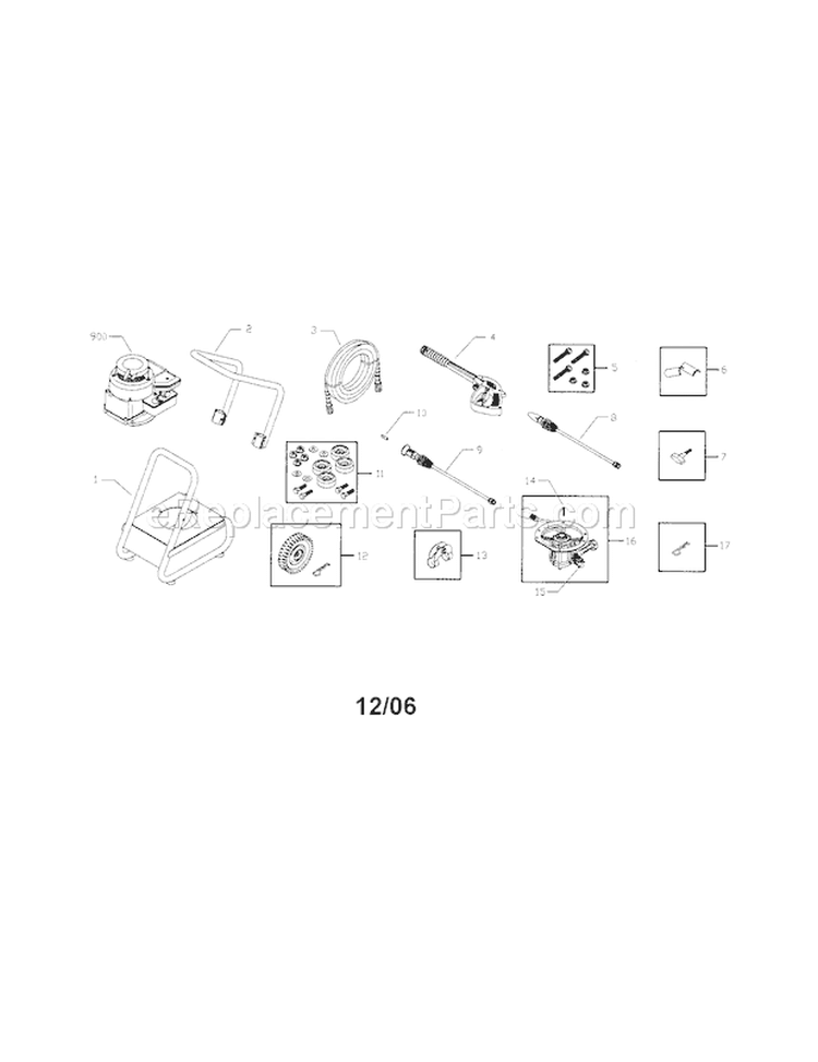 Main Unit Diagram and Parts List for 580676642  Craftsman Pressure Washer