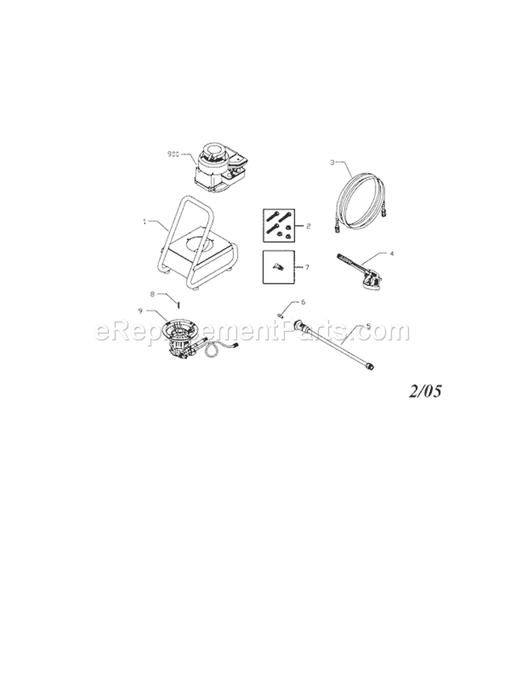 Main Unit Diagram and Parts List for 580676650  Craftsman Pressure Washer