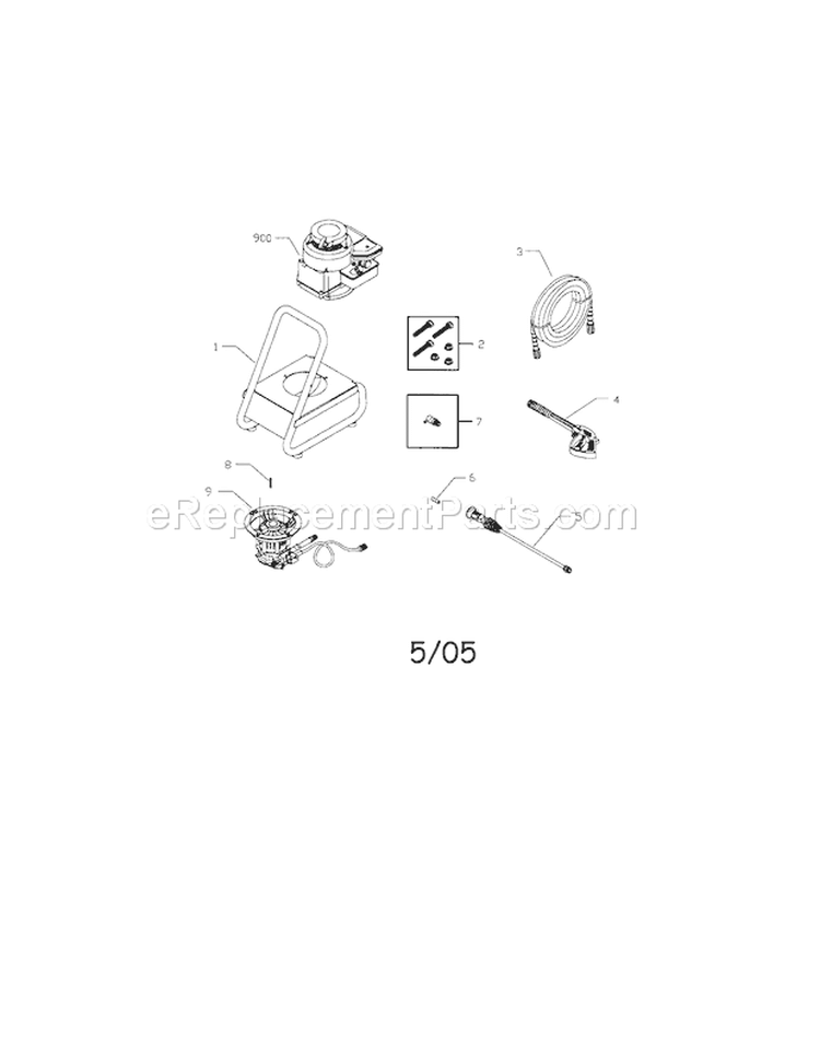 Main Unit Diagram and Parts List for 580676651  Craftsman Pressure Washer