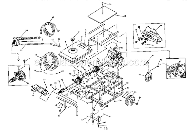 Main Frame Diagram and Parts List for 580742781  Craftsman Pressure Washer